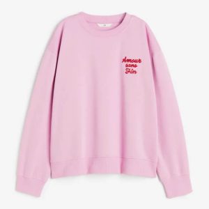 Nakışlı Pembe Sweatshirt 